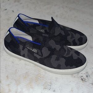 Rothy's The Original Slip On Sneaker in the Black/Grey Camo pattern | size 9